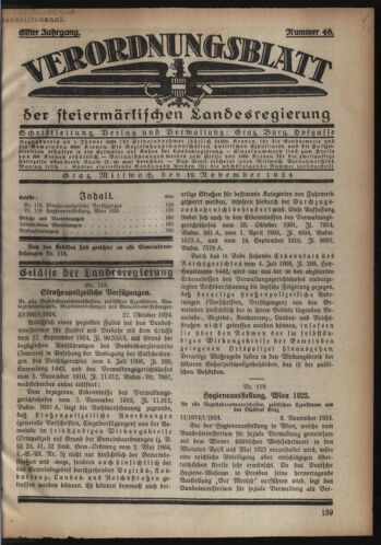 Verordnungsblatt der steiermärkischen Landesregierung 19241119 Seite: 1