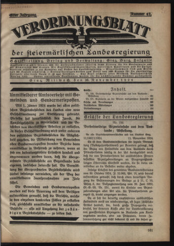 Verordnungsblatt der steiermärkischen Landesregierung 19241126 Seite: 1