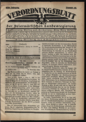 Verordnungsblatt der steiermärkischen Landesregierung 19241210 Seite: 1