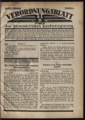 Verordnungsblatt der steiermärkischen Landesregierung 19250107 Seite: 1