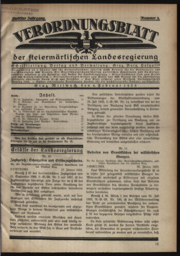 Verordnungsblatt der steiermärkischen Landesregierung 19250204 Seite: 1