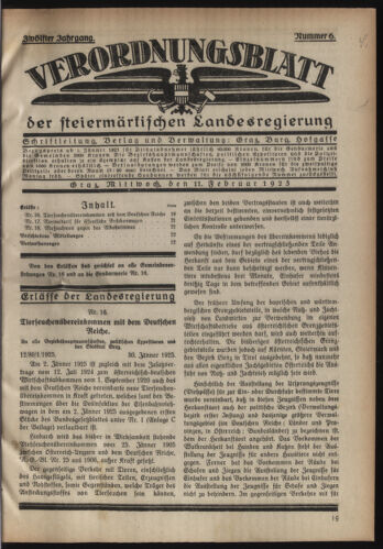 Verordnungsblatt der steiermärkischen Landesregierung 19250211 Seite: 1