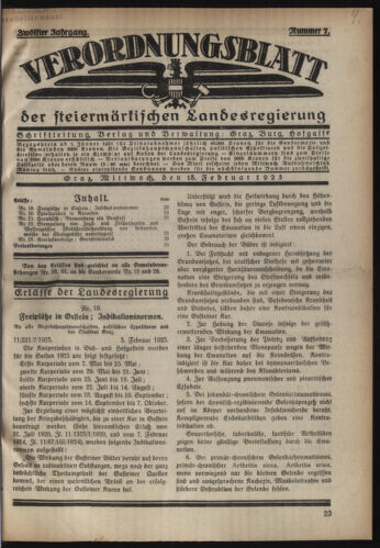 Verordnungsblatt der steiermärkischen Landesregierung 19250218 Seite: 1