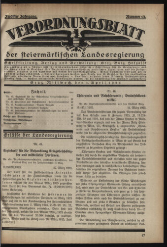 Verordnungsblatt der steiermärkischen Landesregierung 19250401 Seite: 1