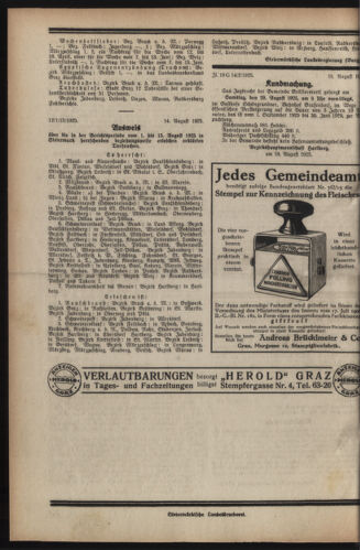 Verordnungsblatt der steiermärkischen Landesregierung 19250826 Seite: 6