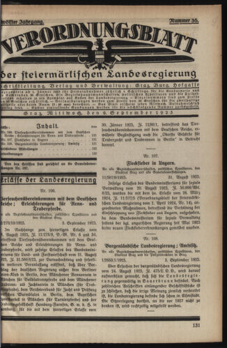 Verordnungsblatt der steiermärkischen Landesregierung 19250909 Seite: 1