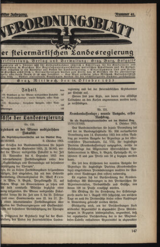 Verordnungsblatt der steiermärkischen Landesregierung 19251014 Seite: 1