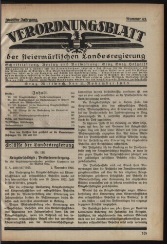 Verordnungsblatt der steiermärkischen Landesregierung 19251111 Seite: 1