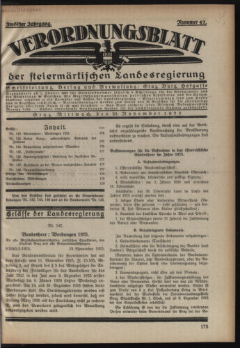 Verordnungsblatt der steiermärkischen Landesregierung 19251125 Seite: 1