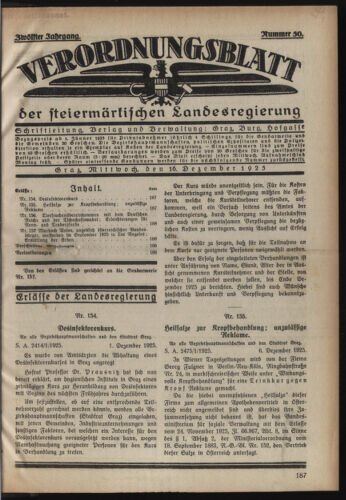 Verordnungsblatt der steiermärkischen Landesregierung 19251216 Seite: 1