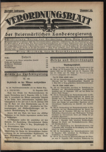 Verordnungsblatt der steiermärkischen Landesregierung 19251230 Seite: 1