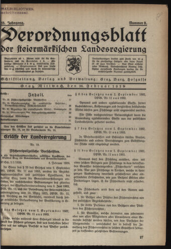 Verordnungsblatt der steiermärkischen Landesregierung 19260224 Seite: 1