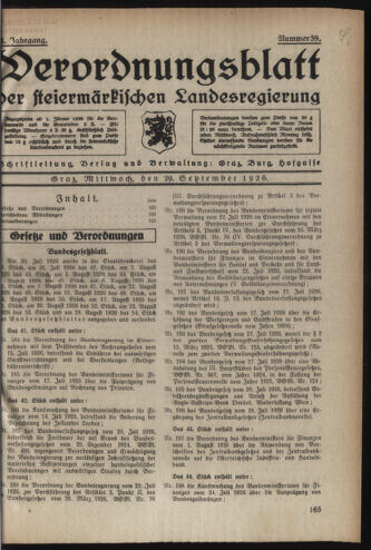 Verordnungsblatt der steiermärkischen Landesregierung 19260929 Seite: 1