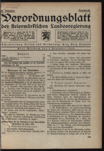 Verordnungsblatt der steiermärkischen Landesregierung 19261201 Seite: 1