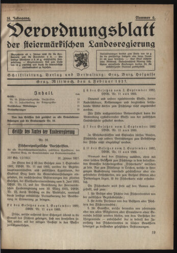 Verordnungsblatt der steiermärkischen Landesregierung 19270209 Seite: 1