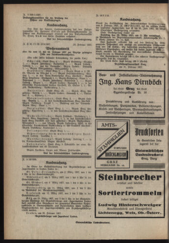 Verordnungsblatt der steiermärkischen Landesregierung 19270302 Seite: 6