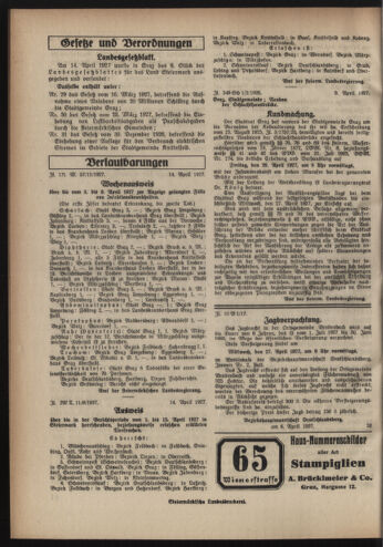 Verordnungsblatt der steiermärkischen Landesregierung 19270420 Seite: 4