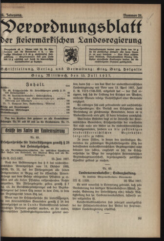 Verordnungsblatt der steiermärkischen Landesregierung 19270713 Seite: 1