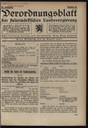 Verordnungsblatt der steiermärkischen Landesregierung 19270824 Seite: 1