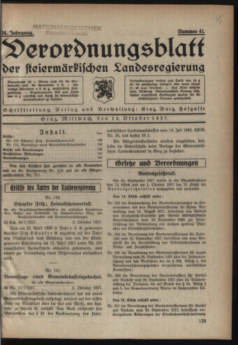 Verordnungsblatt der steiermärkischen Landesregierung 19271012 Seite: 1