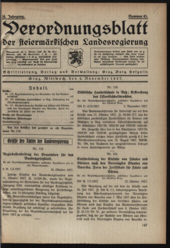 Verordnungsblatt der steiermärkischen Landesregierung 19271109 Seite: 1