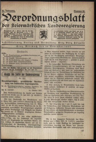 Verordnungsblatt der steiermärkischen Landesregierung 19271130 Seite: 1