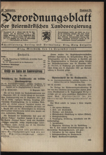 Verordnungsblatt der steiermärkischen Landesregierung 19271214 Seite: 1