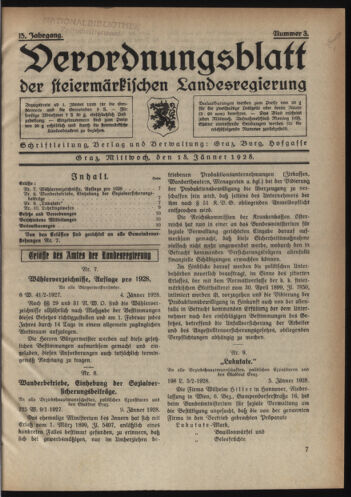 Verordnungsblatt der steiermärkischen Landesregierung 19280118 Seite: 1