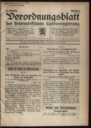 Verordnungsblatt der steiermärkischen Landesregierung 19280125 Seite: 1