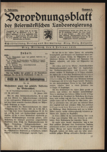 Verordnungsblatt der steiermärkischen Landesregierung 19280208 Seite: 1