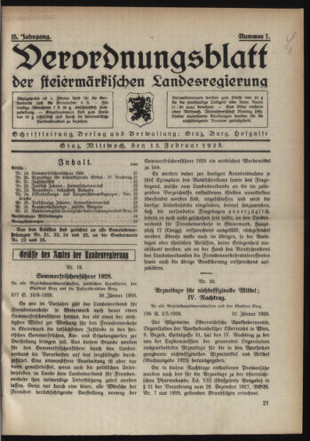 Verordnungsblatt der steiermärkischen Landesregierung 19280215 Seite: 1