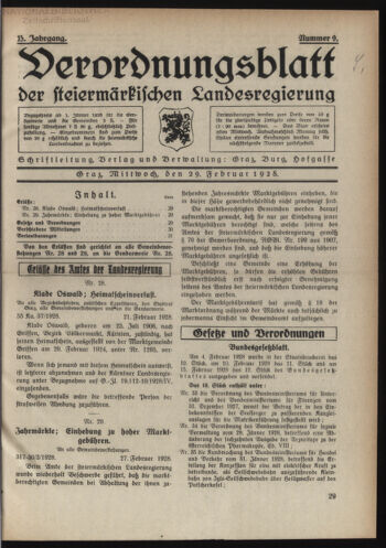 Verordnungsblatt der steiermärkischen Landesregierung 19280229 Seite: 1