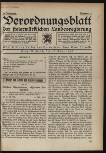 Verordnungsblatt der steiermärkischen Landesregierung 19280328 Seite: 1