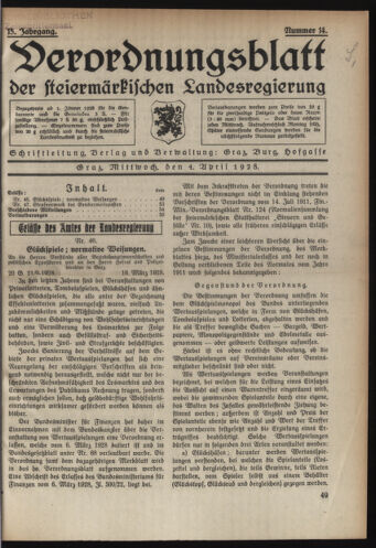 Verordnungsblatt der steiermärkischen Landesregierung 19280404 Seite: 1