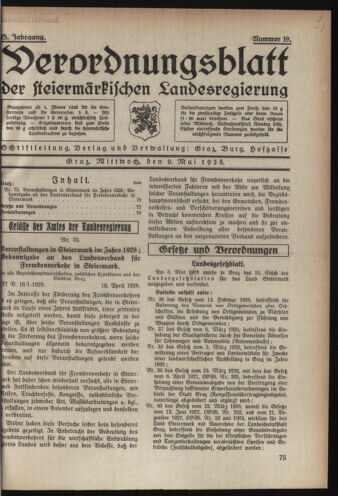 Verordnungsblatt der steiermärkischen Landesregierung 19280509 Seite: 1