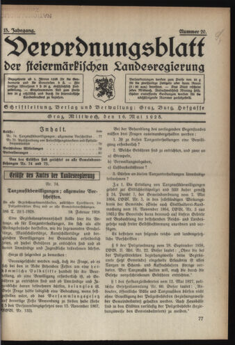 Verordnungsblatt der steiermärkischen Landesregierung 19280516 Seite: 1