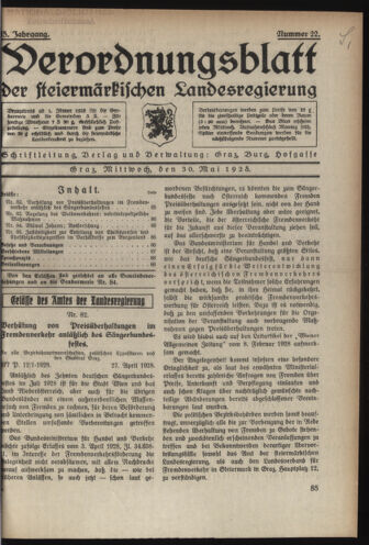 Verordnungsblatt der steiermärkischen Landesregierung 19280530 Seite: 1