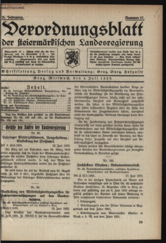 Verordnungsblatt der steiermärkischen Landesregierung 19280704 Seite: 1