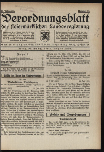 Verordnungsblatt der steiermärkischen Landesregierung 19280801 Seite: 1