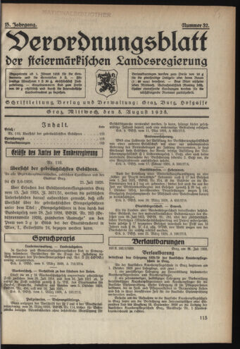 Verordnungsblatt der steiermärkischen Landesregierung 19280808 Seite: 1