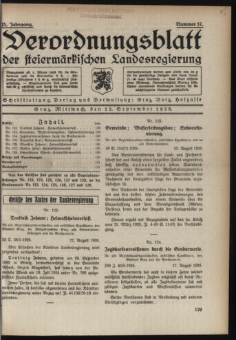 Verordnungsblatt der steiermärkischen Landesregierung 19280912 Seite: 1