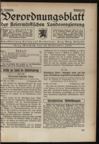 Verordnungsblatt der steiermärkischen Landesregierung 19280926 Seite: 1