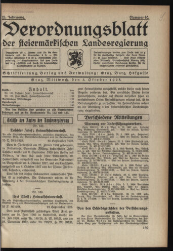 Verordnungsblatt der steiermärkischen Landesregierung 19281003 Seite: 1