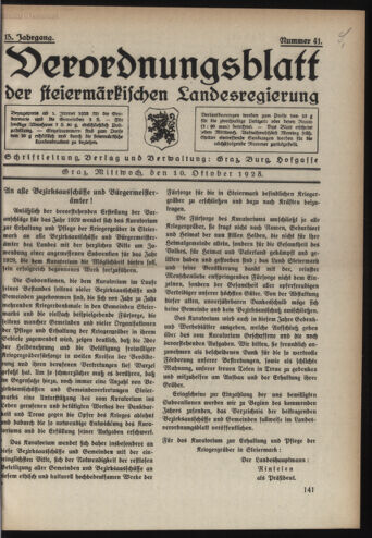 Verordnungsblatt der steiermärkischen Landesregierung 19281010 Seite: 1