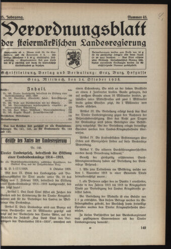 Verordnungsblatt der steiermärkischen Landesregierung 19281024 Seite: 1