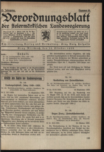 Verordnungsblatt der steiermärkischen Landesregierung 19281031 Seite: 1