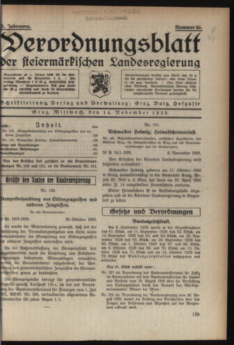 Verordnungsblatt der steiermärkischen Landesregierung 19281114 Seite: 1