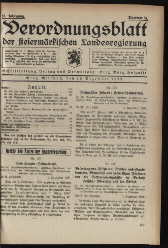 Verordnungsblatt der steiermärkischen Landesregierung 19281219 Seite: 1