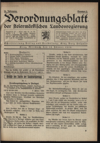 Verordnungsblatt der steiermärkischen Landesregierung 19290116 Seite: 1