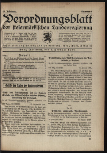 Verordnungsblatt der steiermärkischen Landesregierung 19290206 Seite: 1